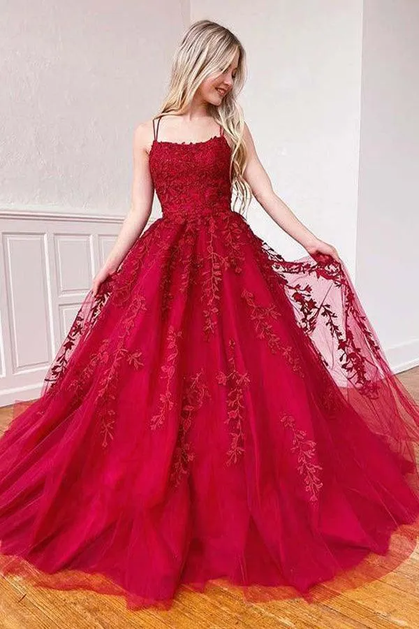 A-line Round Neck Tulle Lace Yellow Prom Dress Formal Dress PSK032