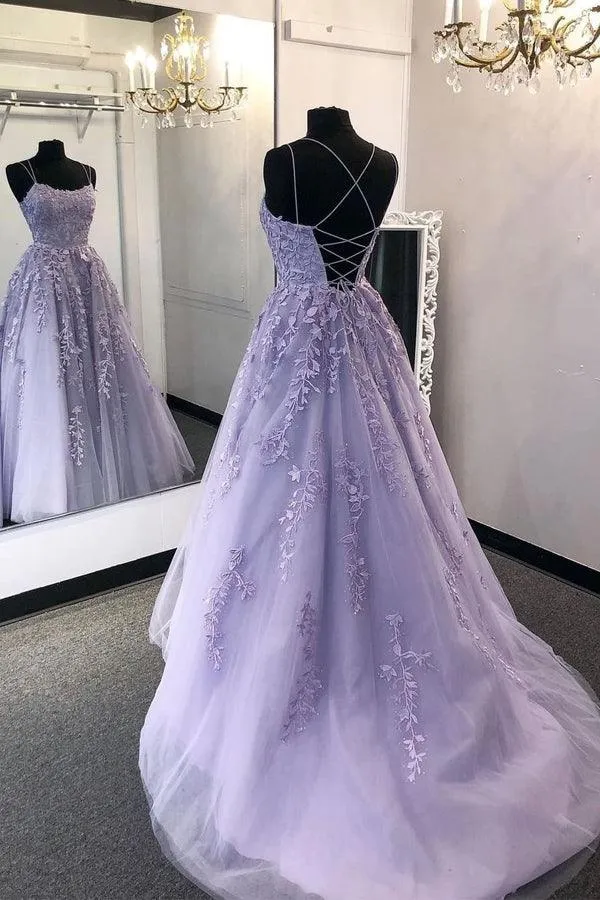 A-line Round Neck Tulle Lace Yellow Prom Dress Formal Dress PSK032