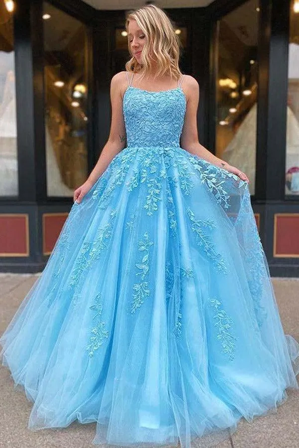 A-line Round Neck Tulle Lace Yellow Prom Dress Formal Dress PSK032