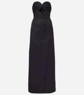 Adriana Degreas Strapless cotton and linen-blend maxi dress