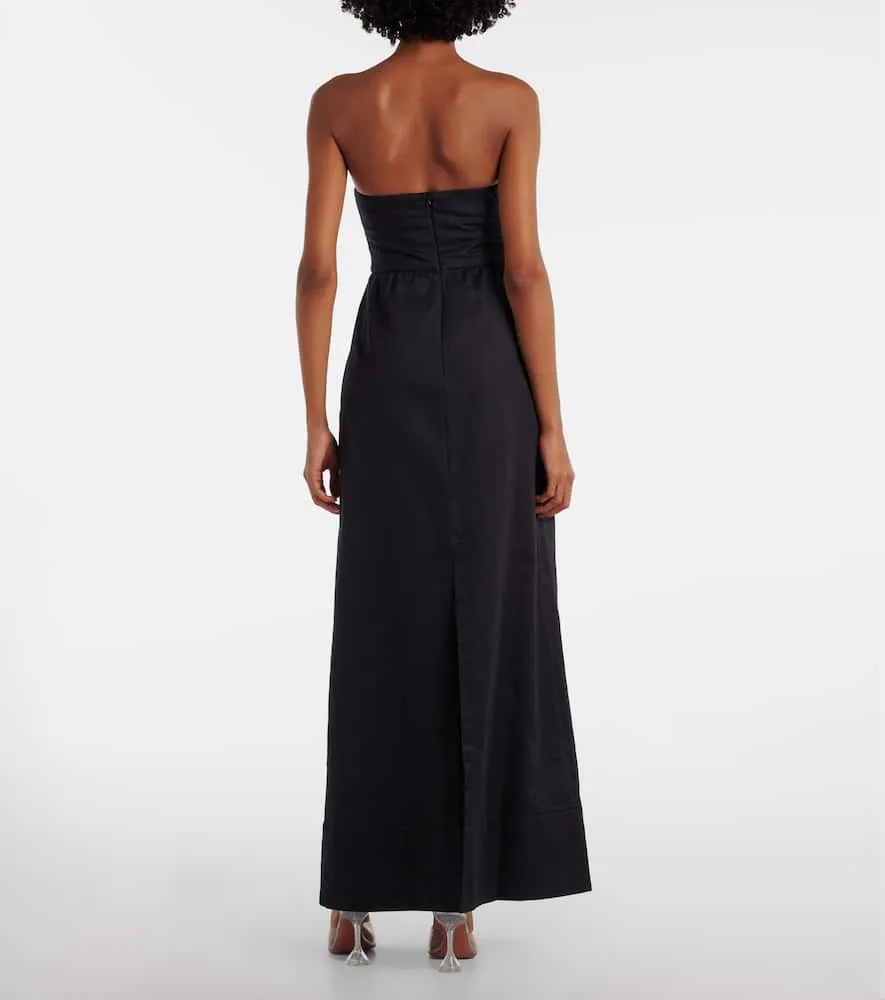 Adriana Degreas Strapless cotton and linen-blend maxi dress