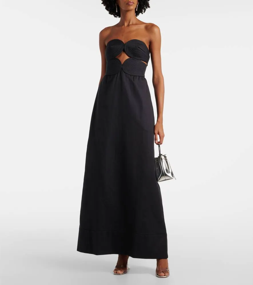 Adriana Degreas Strapless cotton and linen-blend maxi dress