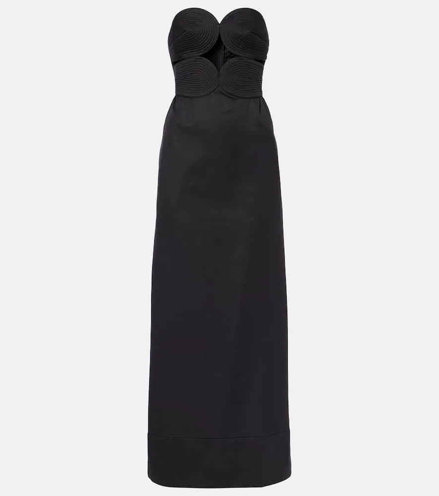 Adriana Degreas Strapless cotton and linen-blend maxi dress