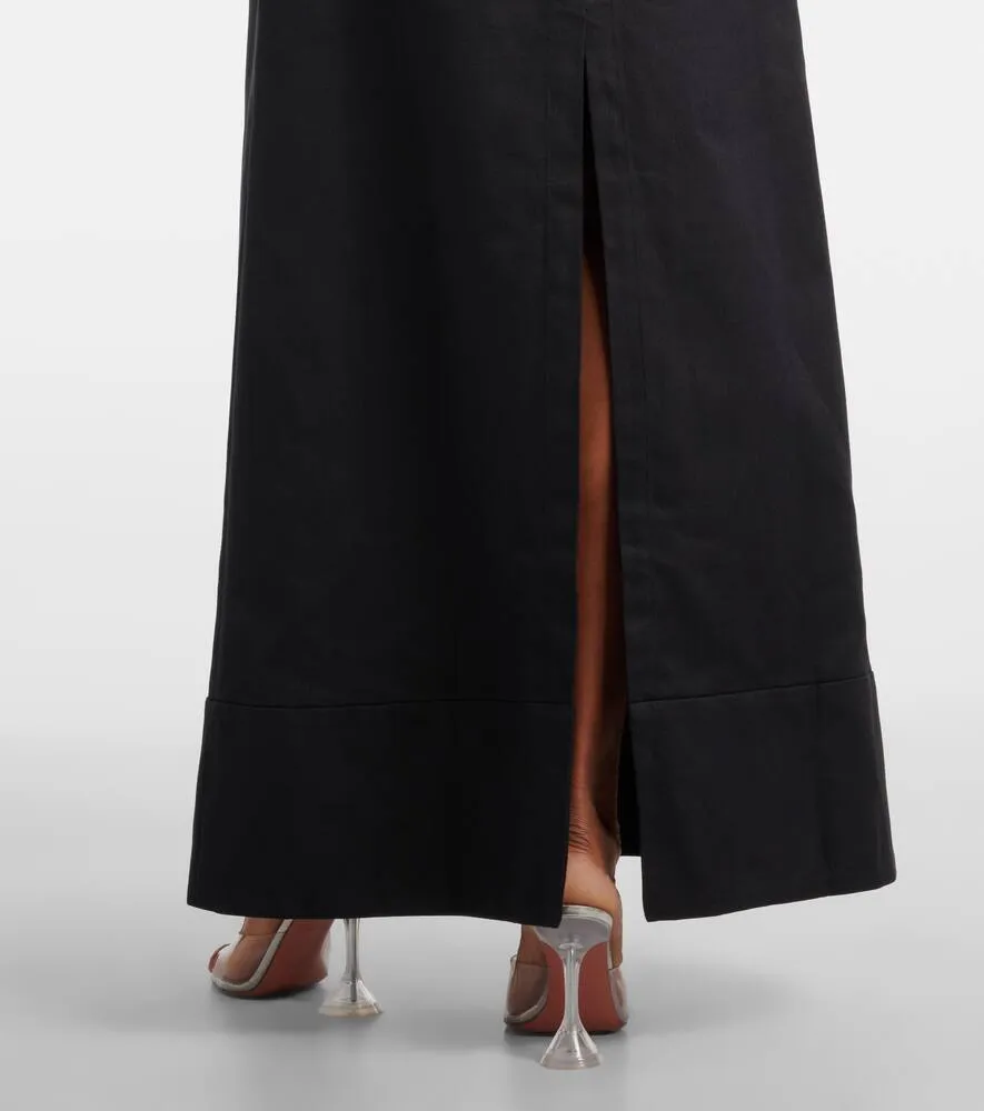Adriana Degreas Strapless cotton and linen-blend maxi dress