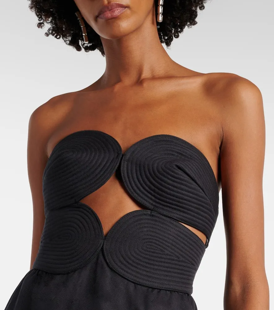 Adriana Degreas Strapless cotton and linen-blend maxi dress