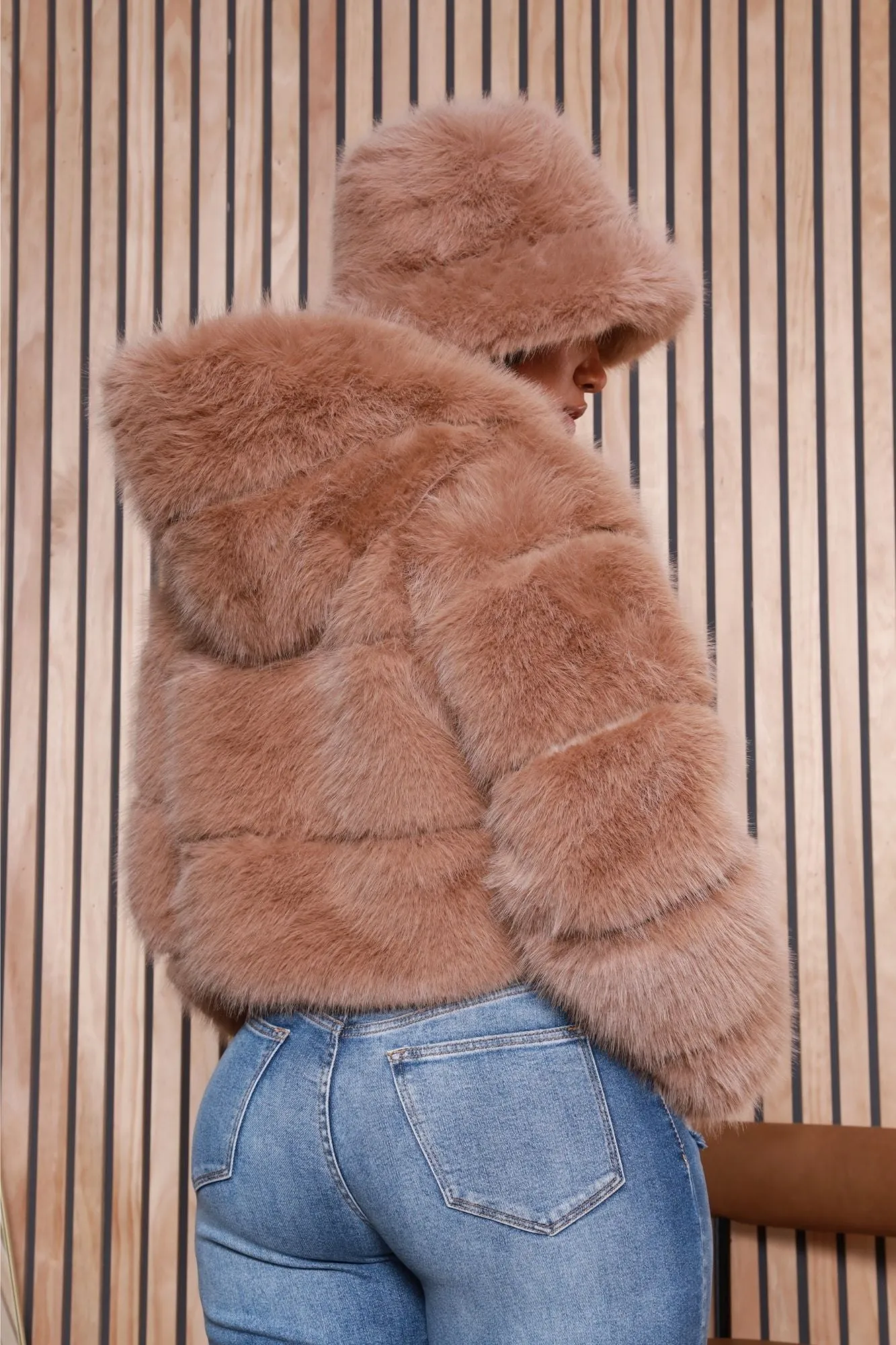 Call It Yours Faux Fur Hooded Jacket - Beige