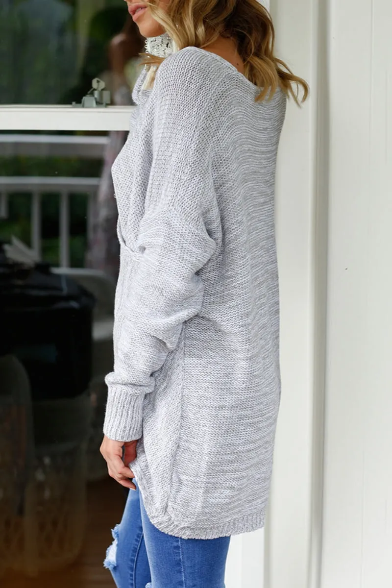 Casual Solid Color Patchwork V Neck Sweaters