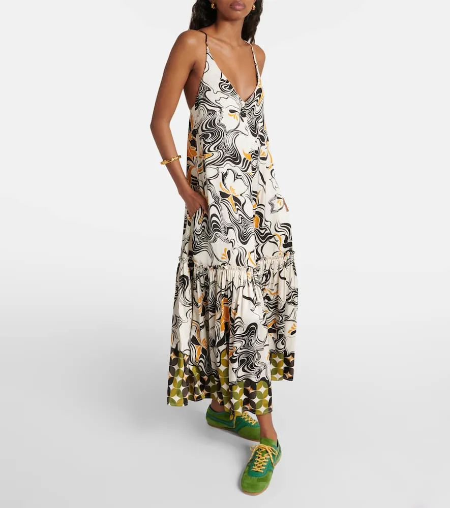 Dries Van Noten Printed satin maxi dress