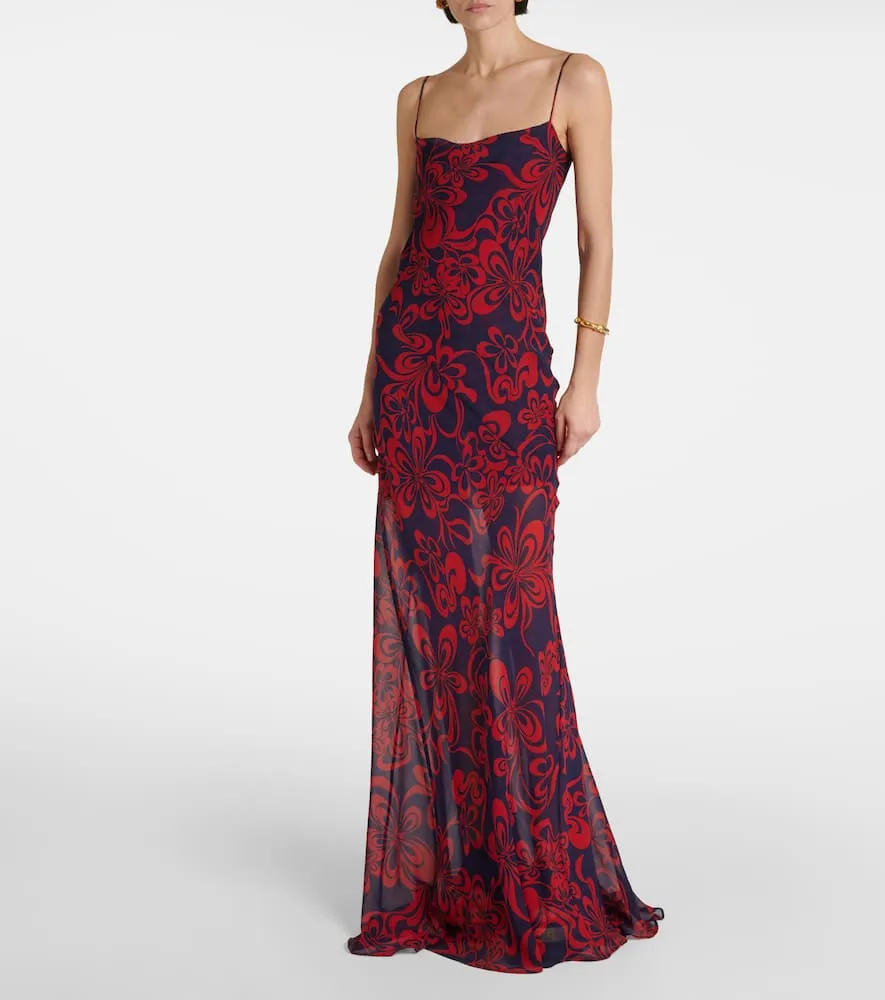 Dries Van Noten Printed silk georgette maxi dress