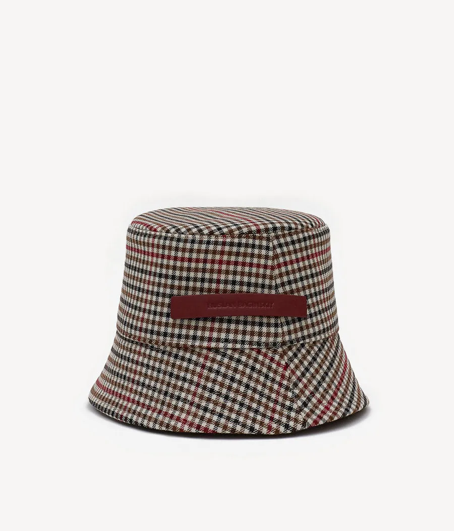 Gingham Wool-blend Bucket Hat