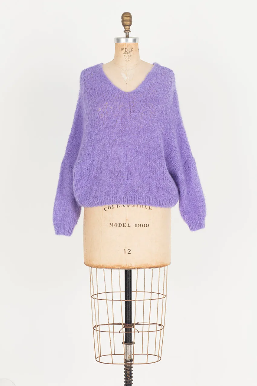 Hand knit batwing sweater V neck (Alpaca) - Camel