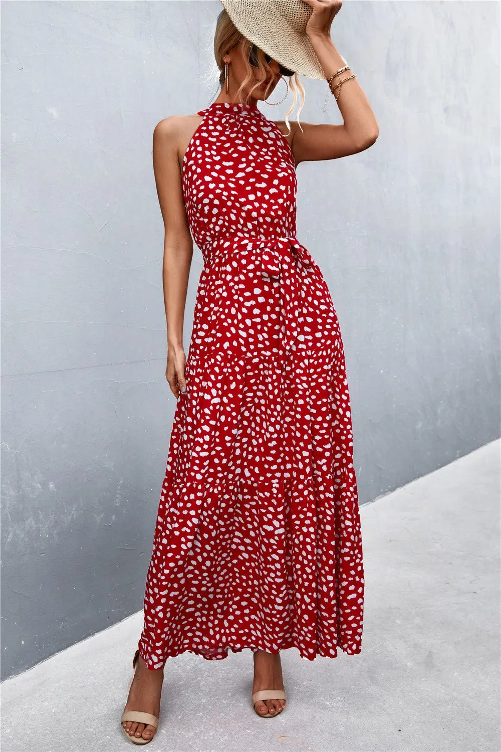 Let Me Remind Floral Halter Dresses