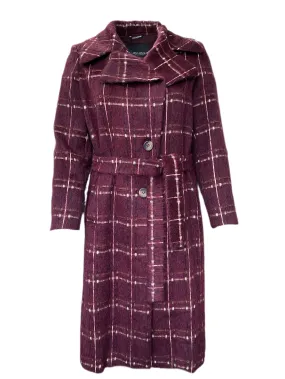 MARINA RINALDI Women's Trono Wool Coat, Bordeaux, 12W / 21
