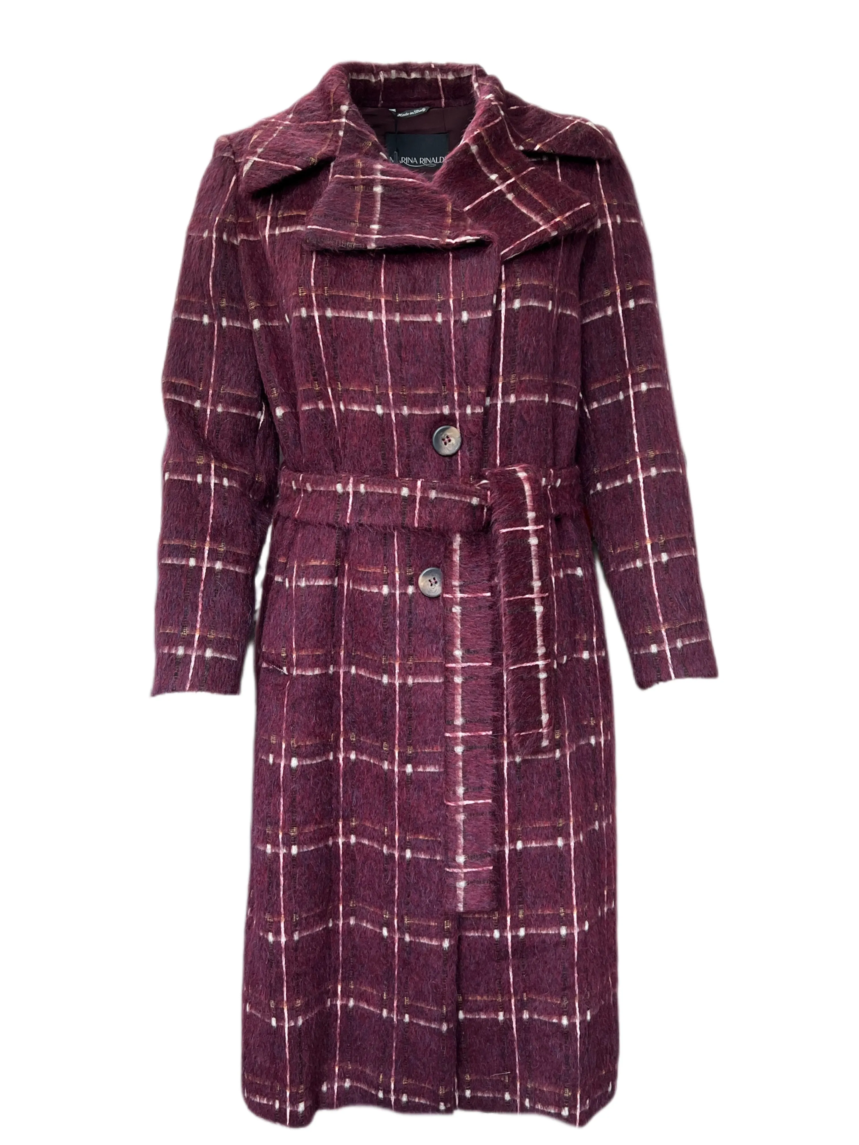 MARINA RINALDI Women's Trono Wool Coat, Bordeaux, 12W / 21