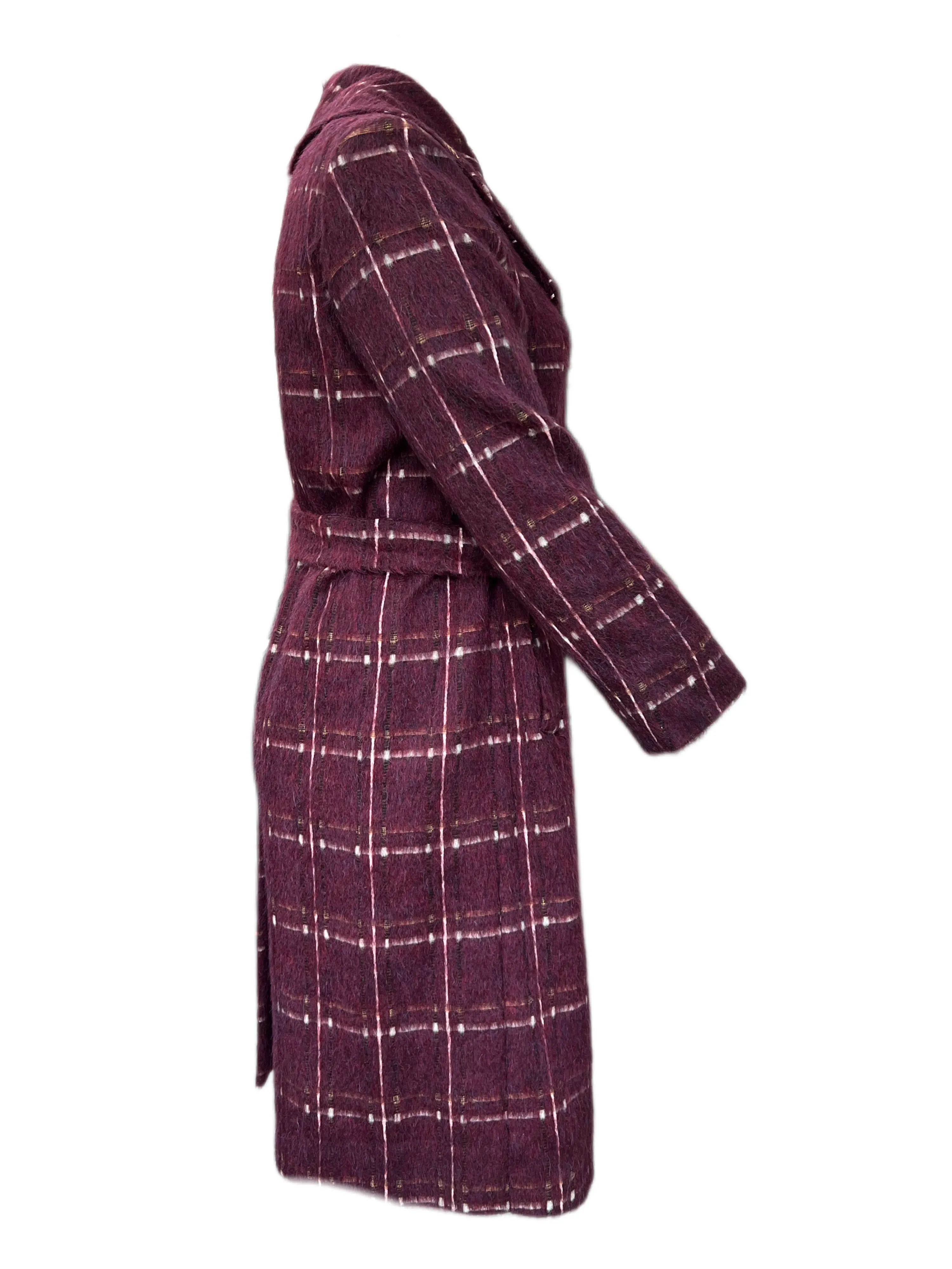 MARINA RINALDI Women's Trono Wool Coat, Bordeaux, 12W / 21