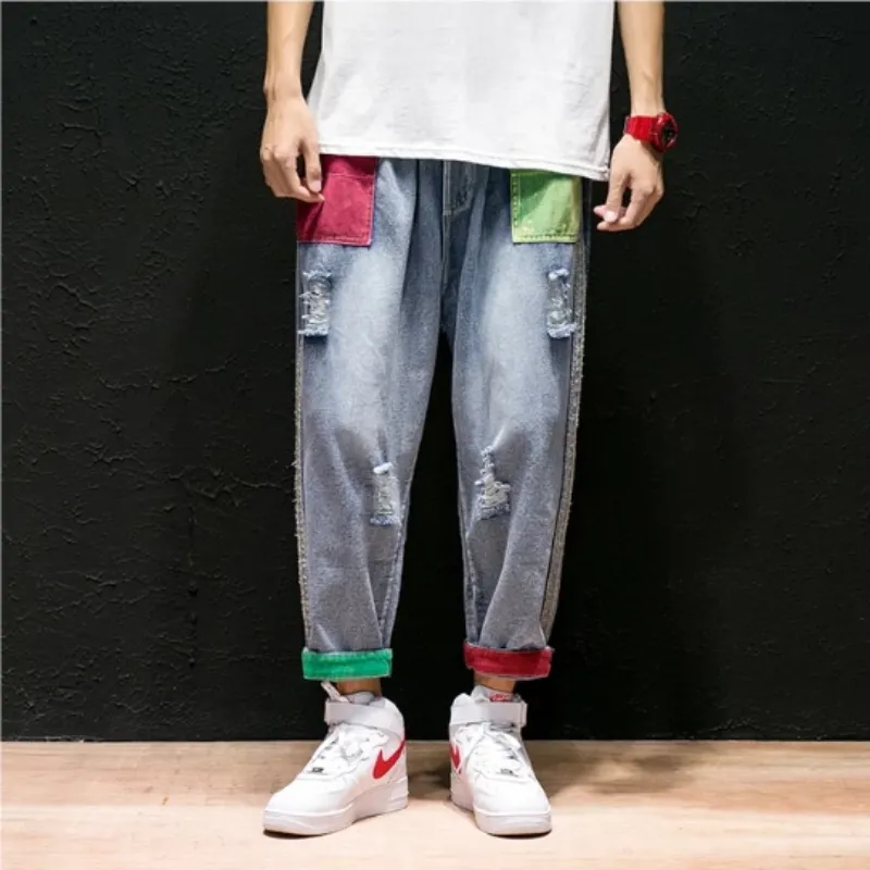 Men's Straight Ripped Jeans