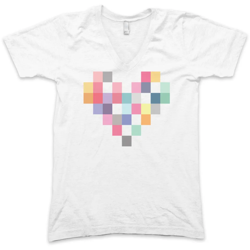 Patchwork Heart V-Neck - White