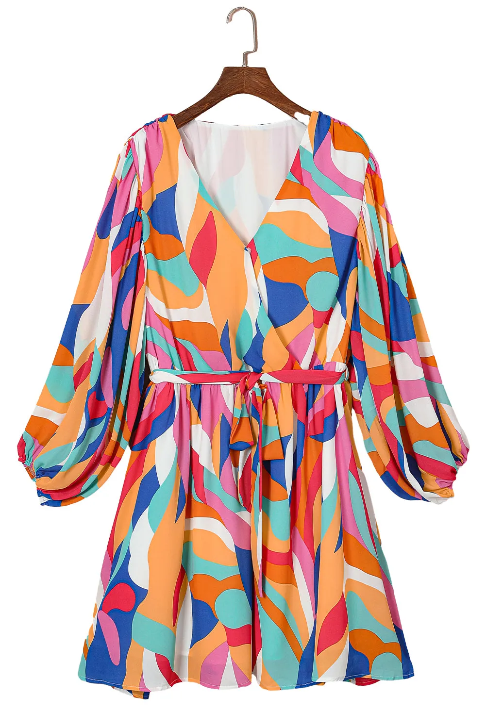 Plus Size Oversized Sleeve Belted Dress