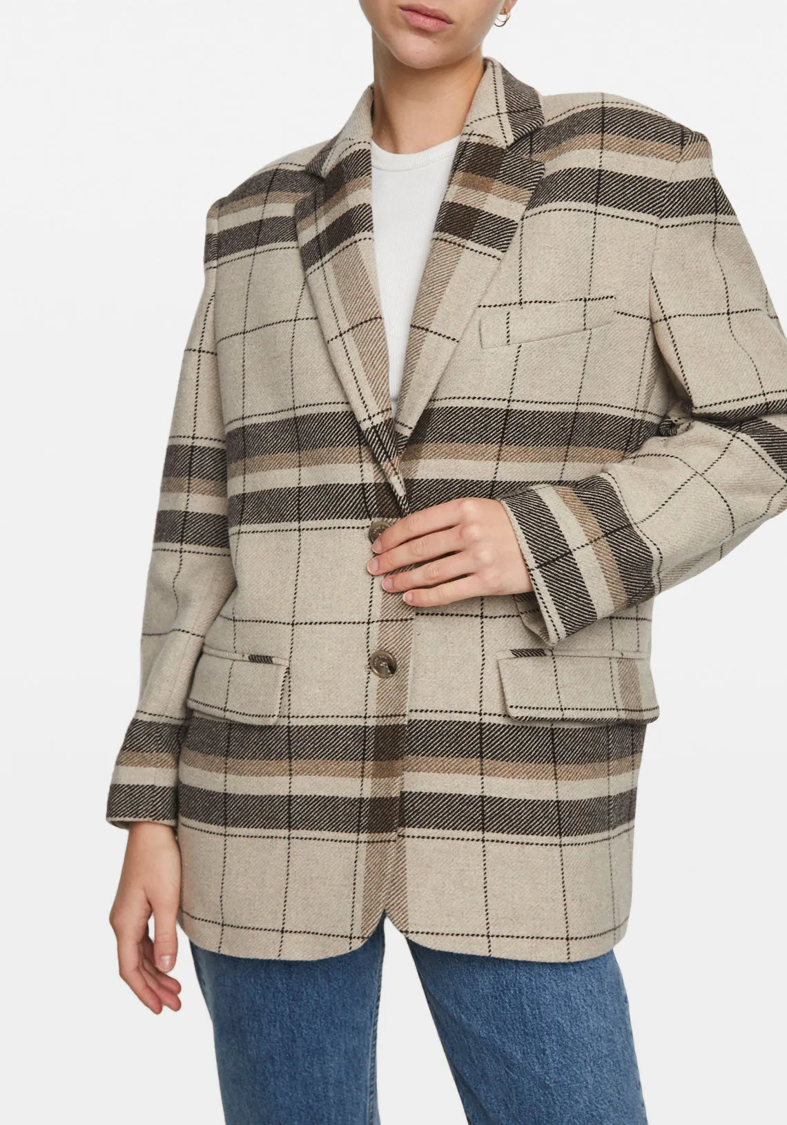 QUINN BLAZER KHAKI PLAID