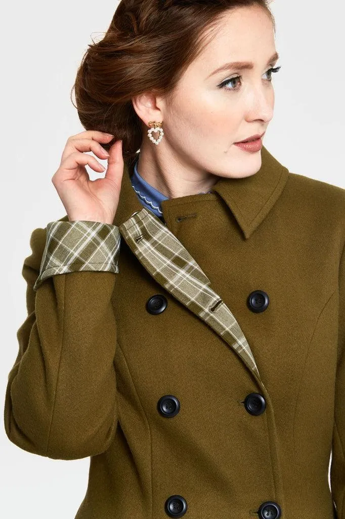 Susie Coat With Button Up Plaid Contrast