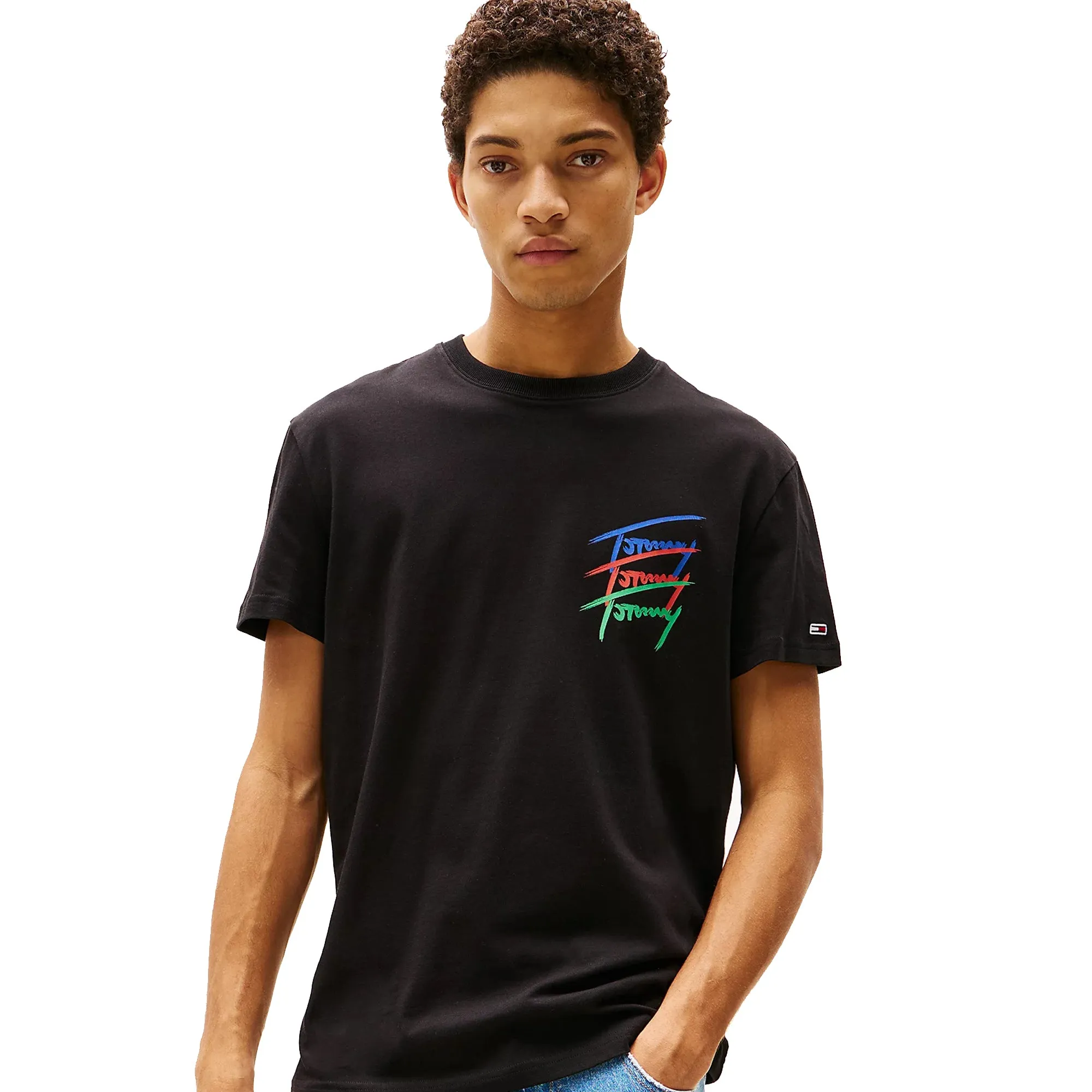 Tommy Jeans 3 Colour Twisted Logo T-Shirt Black