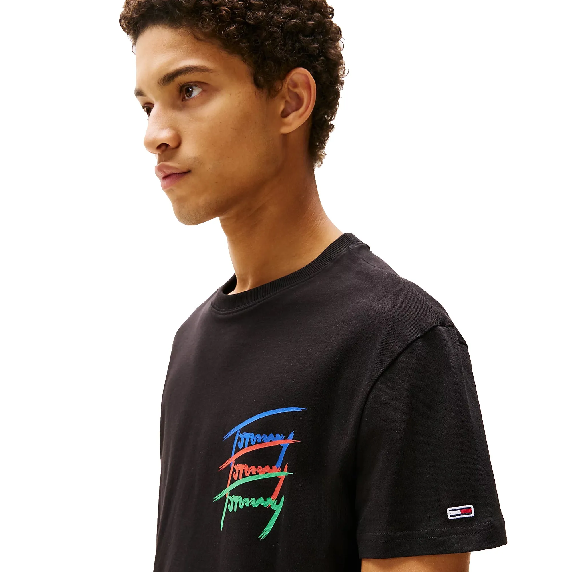 Tommy Jeans 3 Colour Twisted Logo T-Shirt Black