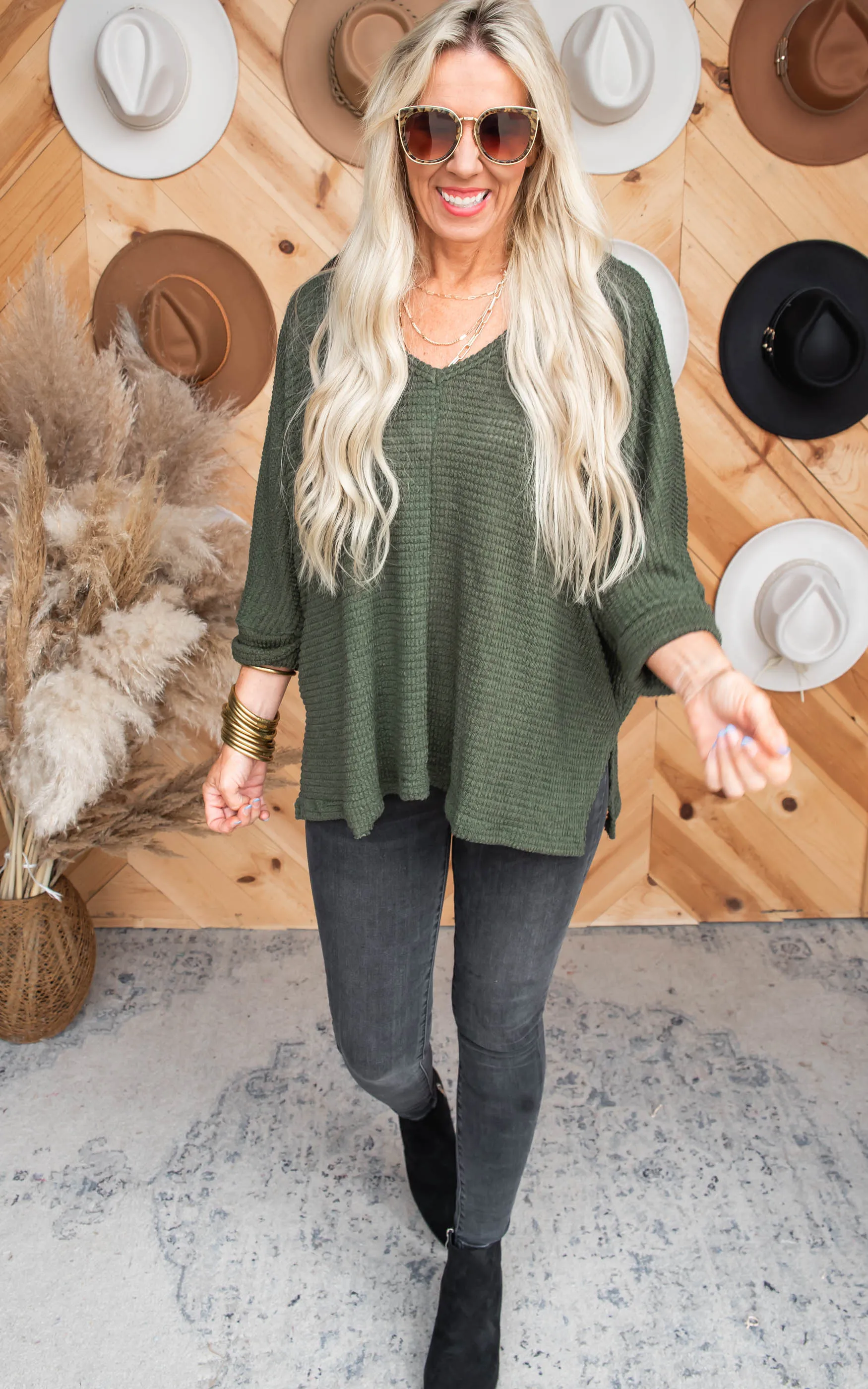 V-Neck Jacquard Sweater - Final Sale