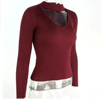 V-Neck Knitted Sweater Of Cotton