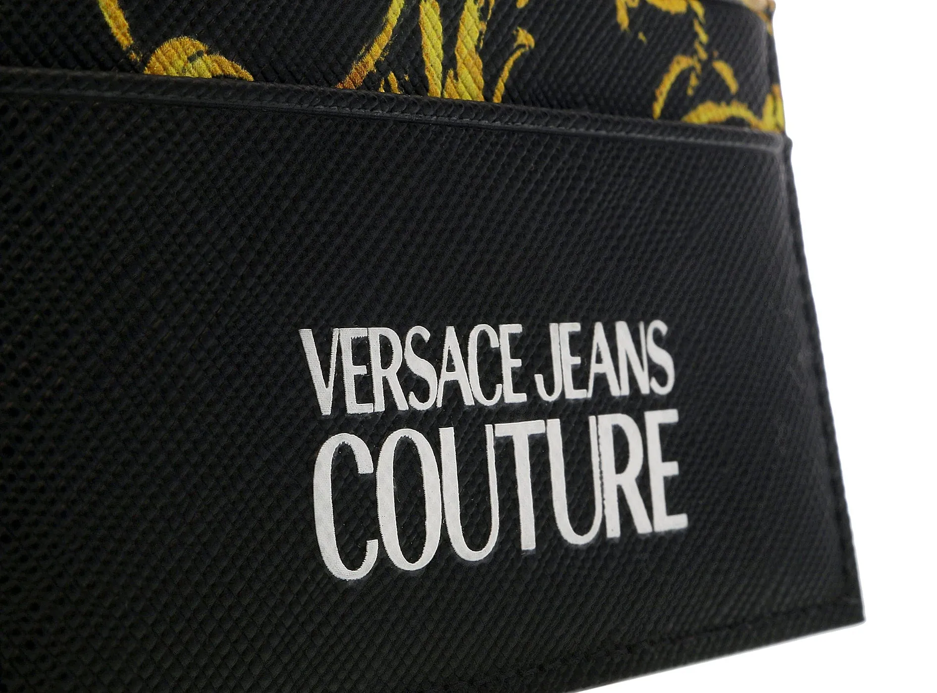 Versace Jeans Couture Black Baroque Print Compact Wallet Cardholder
