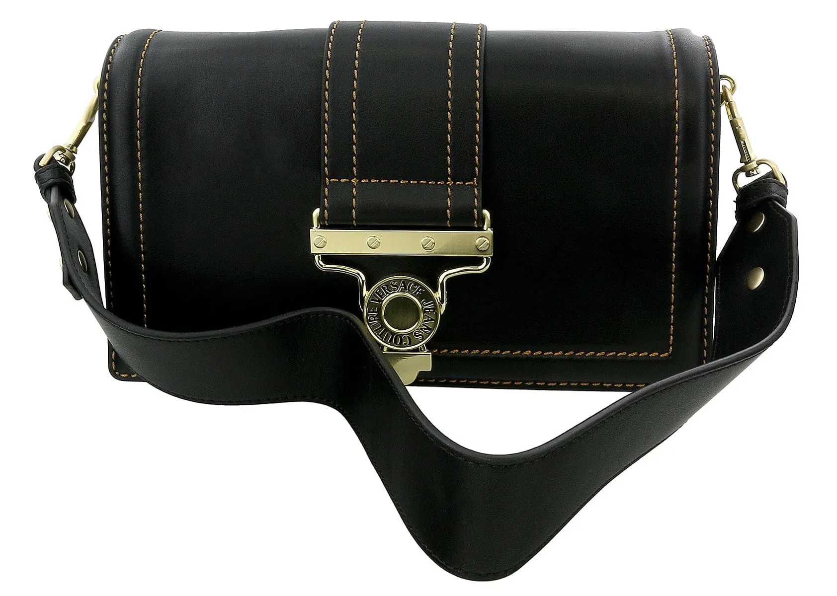 Versace Jeans Couture Black Black Buckle Crossbody Bag