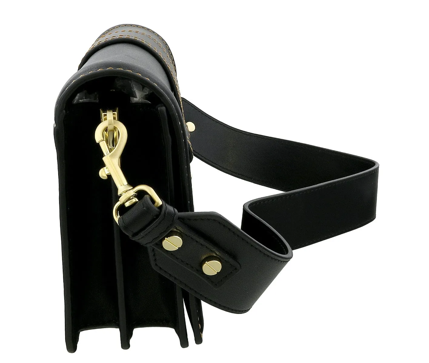 Versace Jeans Couture Black Black Buckle Crossbody Bag
