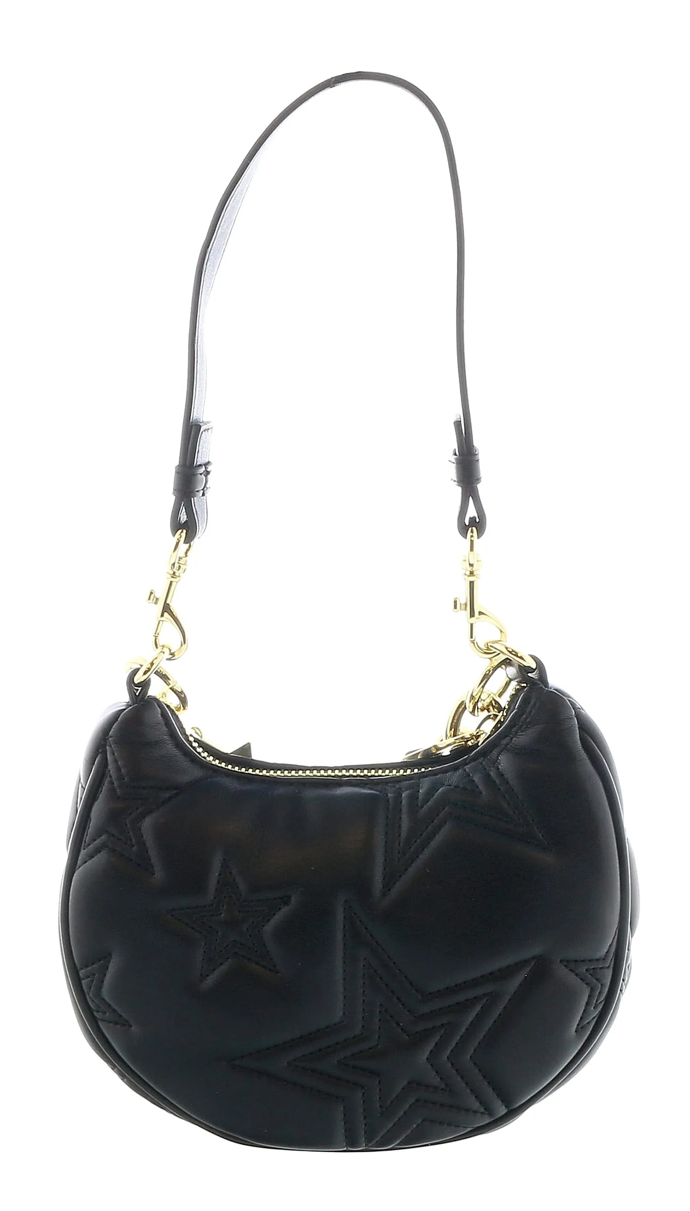 Versace Jeans Couture Black Half Moon Star Quilted Charm Embellished Hobo Bag