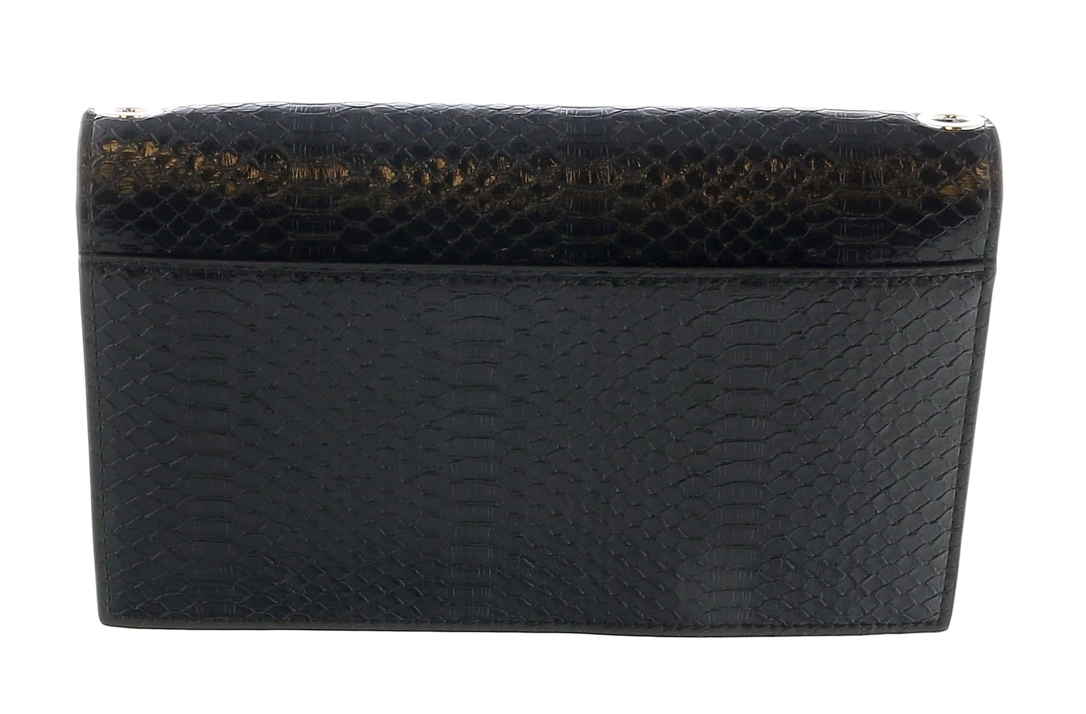 Versace Jeans Couture Black Snake Embossed Continental Wallet on a Chain