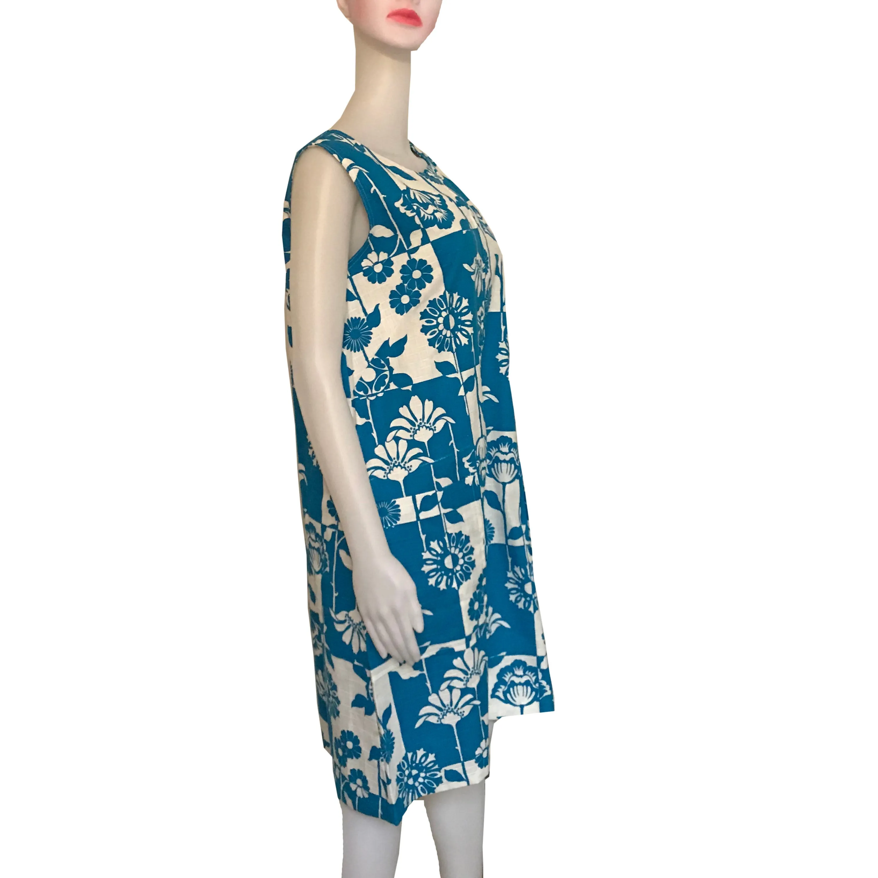 Vintage 1960s Floral Go-Ins Mod Sleeveless Shift Dress