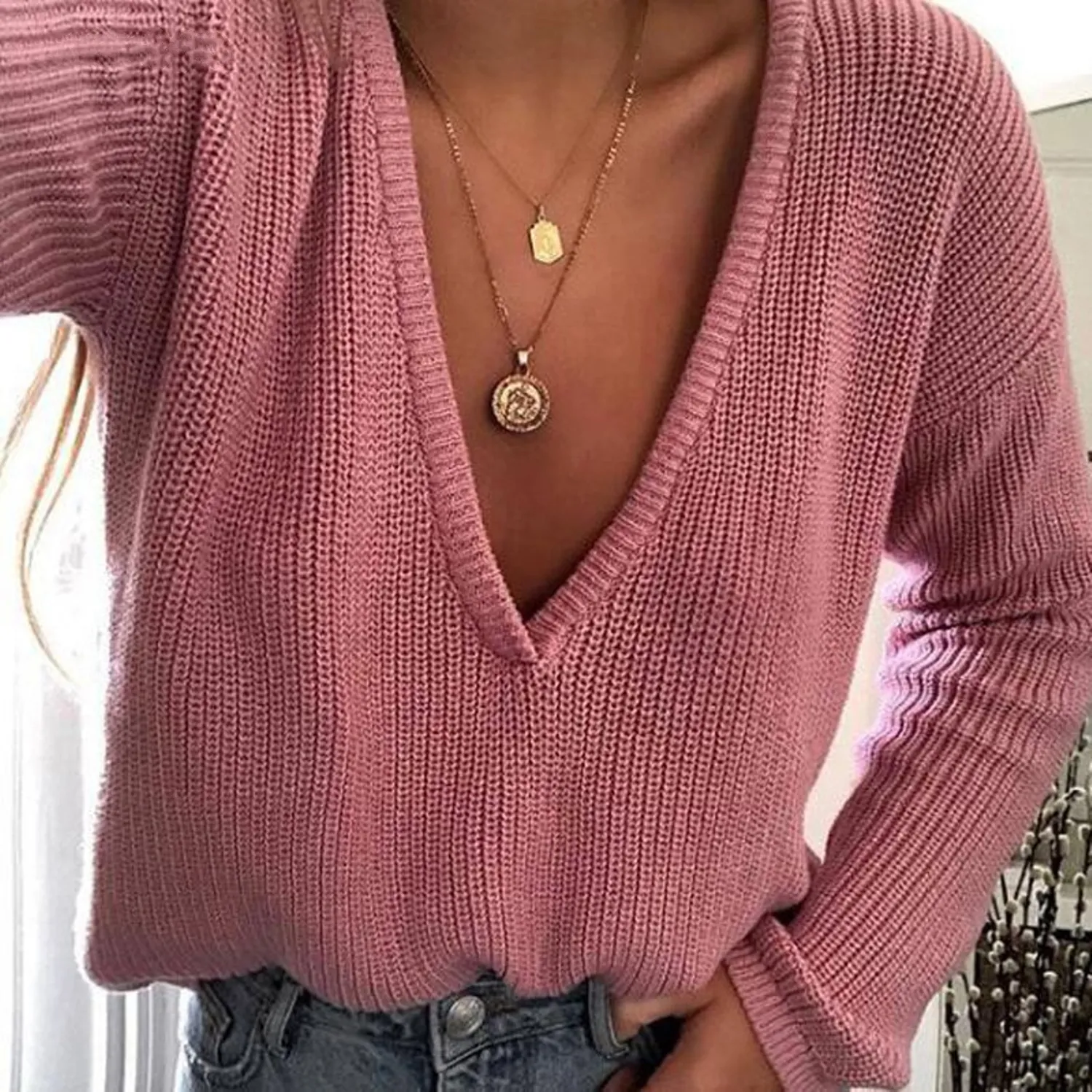 Women's Autumn/Winter Casual V-Neck Knitted Sweater